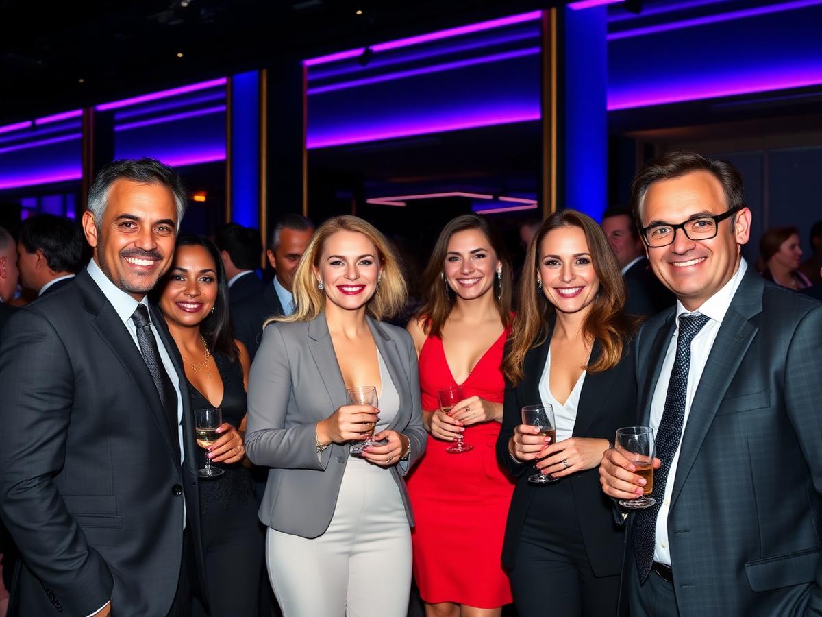Confident professionals at a premium brand event